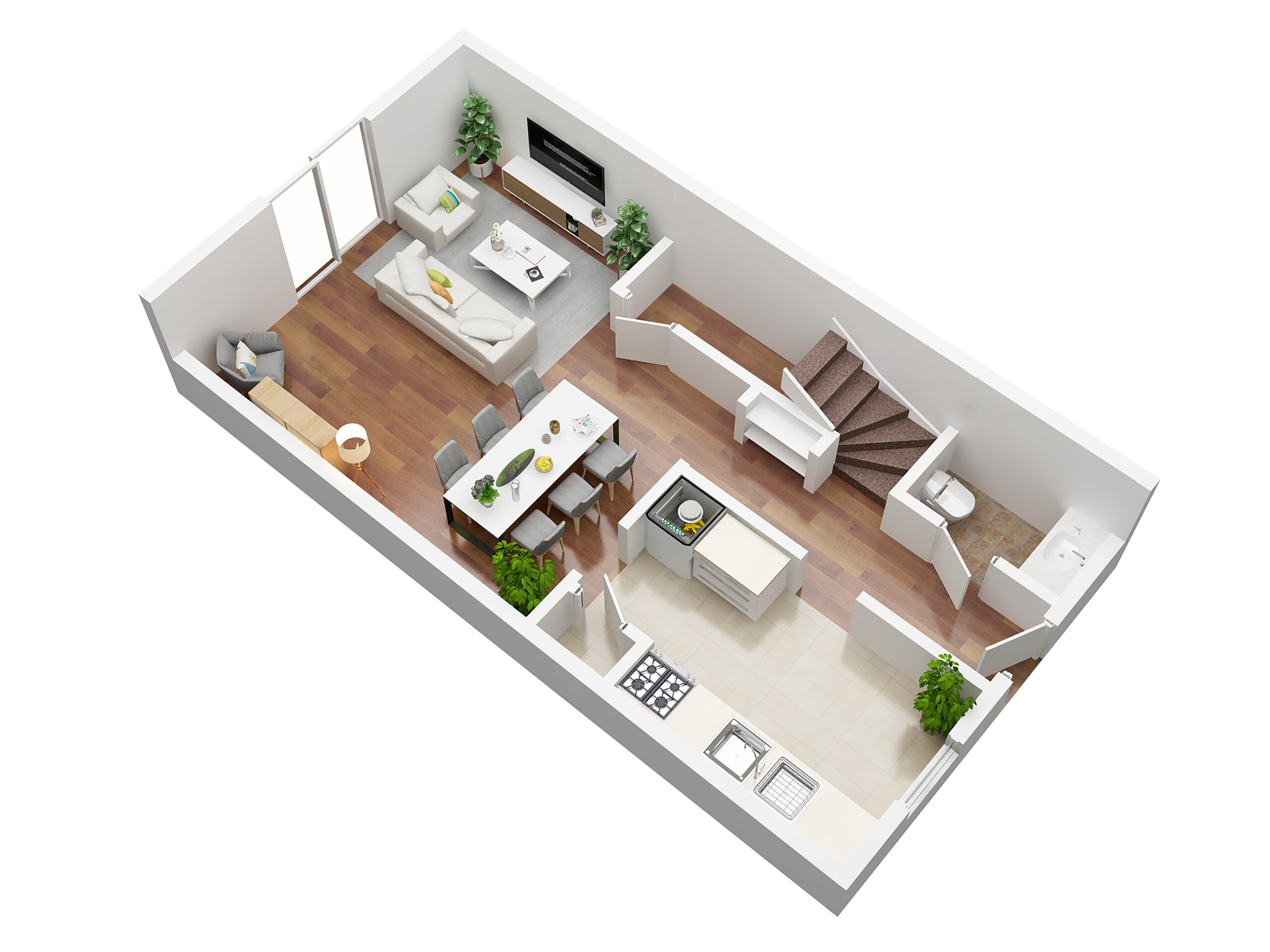 Townhouse Apartment - Floor 1 - 3D